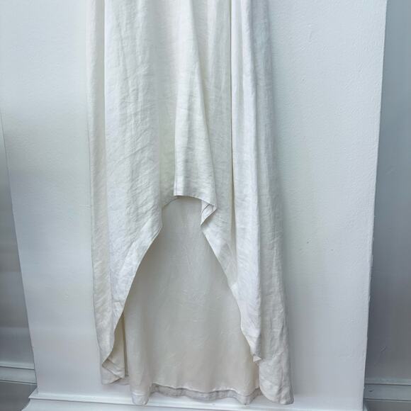 Island Company Persephone White Linen High Low Maxi Dress M Resort Coastal - Picture 6 of 8